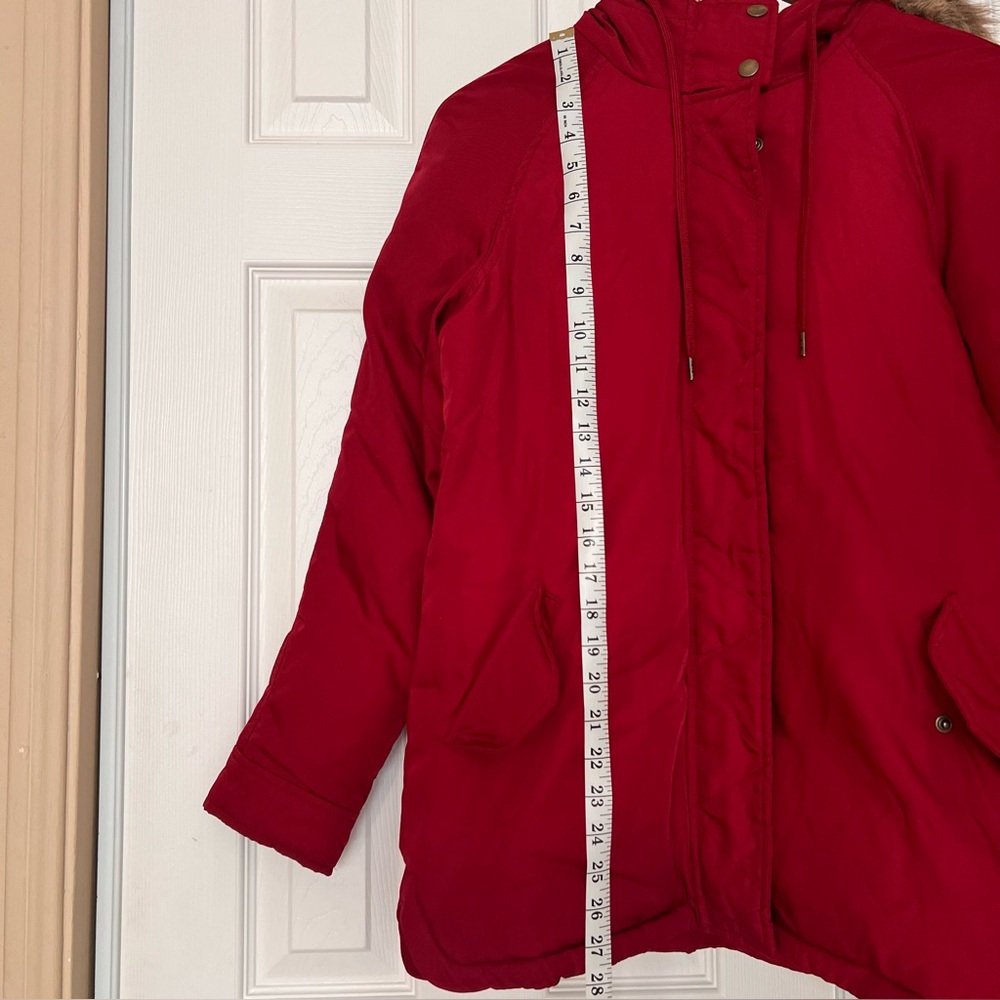 Old Navy Women's Red Fur-Trimmed Parka Size XS - Picture 8 of 8